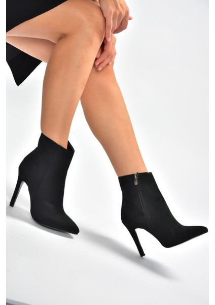 N372524402 Siyah Süet Ince Topuklu Kadın Bot fiyatları