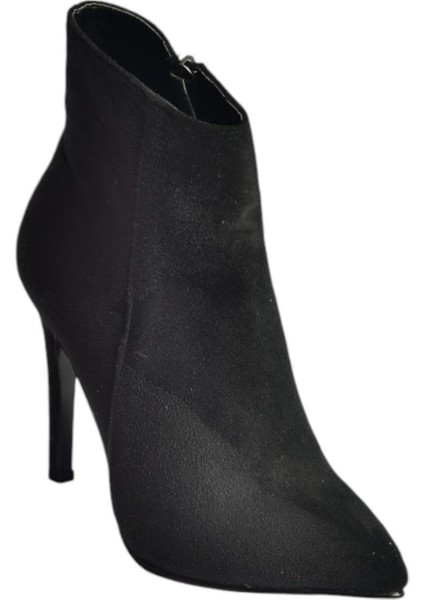 N372524402 Siyah Süet Ince Topuklu Kadın Bot