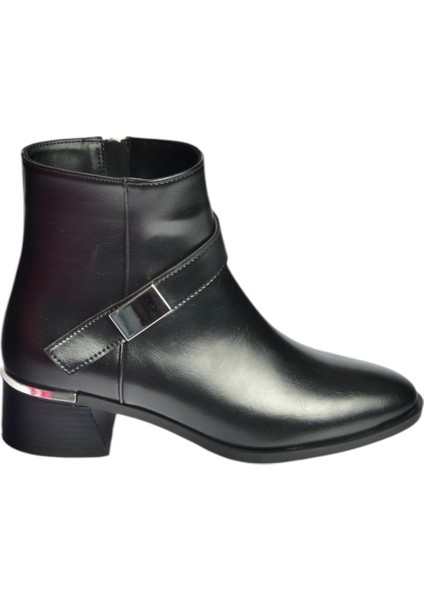 V518047009 Siyah Kalın Alçak Topuklu Kadın Bot