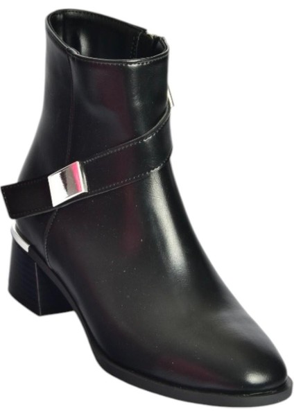 V518047009 Siyah Kalın Alçak Topuklu Kadın Bot