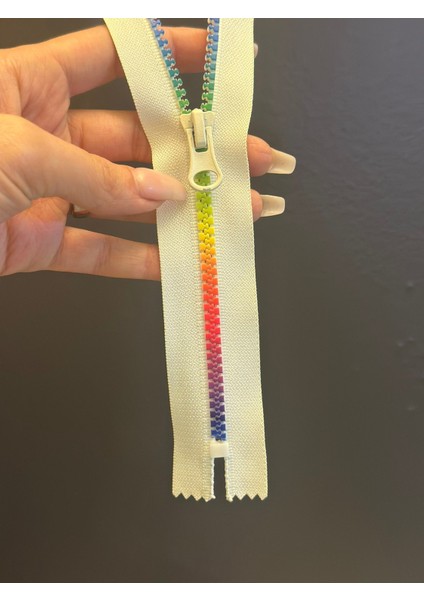 24X3 cm Renkli Dişli Beyaz Fermuar modelleri