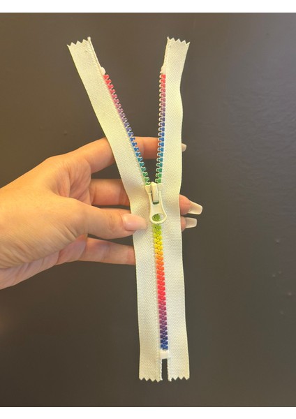 24X3 cm Renkli Dişli Beyaz Fermuar fırsatları