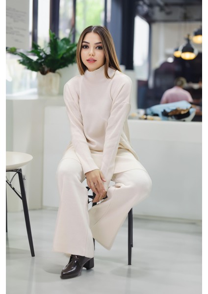 Kadın Dik Yaka Tunik Alt Üst Triko Takım fiyatları