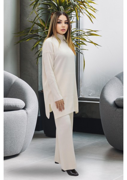 Kadın Dik Yaka Tunik Alt Üst Triko Takım fırsatları