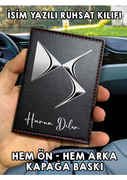 Ds Ön Arka Baskılı Oto Araç Ruhsat Kabı Kartlık Deri Isim Yazılı Kişiye Özel Cüzdan