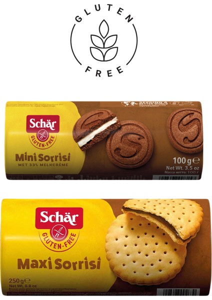 Glutensiz Maxi Sorrisi Bisküvi + Glutensiz Mini Sorrisi Bisküvi