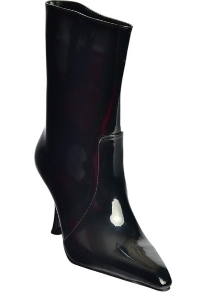 V752550208 Siyah Rugan Ince Topuklu Kadın Bot