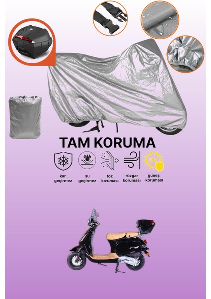 Gri Arka Çanta Uyumlu Falcon Cooper 125 Efı Uyumlu Motor Brandası, Koruyucu Örtü