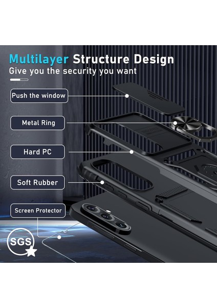 Samsung Galaxy A56 Uyumlu Ekran Koruyucu Kılıf Sürgülü Yüzüklü Standlı Darbe Emici Tank Kapak fırsatları