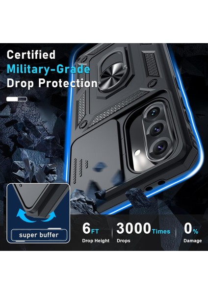 Samsung Galaxy A56 Uyumlu Ekran Koruyucu Kılıf Sürgülü Yüzüklü Standlı Darbe Emici Tank Kapak indirimleri