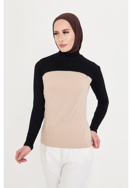 Siyah Tesettür Balıkçı Yakalı Boyunluklu Kolluk Viskon Düz 1025_01 fiyatları