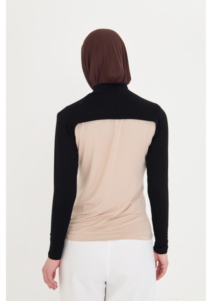 Siyah Tesettür Balıkçı Yakalı Boyunluklu Kolluk Viskon Düz 1025_01 fırsatları