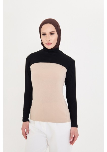 Siyah Tesettür Balıkçı Yakalı Boyunluklu Kolluk Viskon Düz 1025_01 indirimleri
