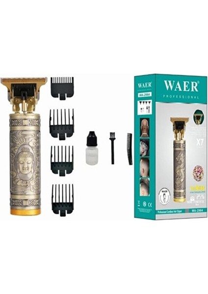 Saç Sakal Kesme Traş Makinası Şarjlı Gold Ejderha Motifli T Jiletli Sıfır Kesim Imkanı Traş Makinası