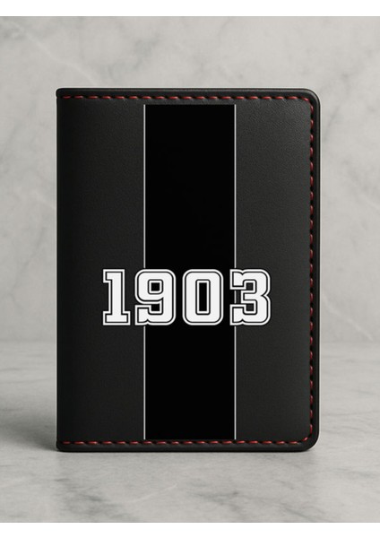 Ruhsat Koruyucu Baskılı Kart Bölmeli Siyah Vinlex Deri Ruhsat Kabı Kılıfı Siyah Beyaz