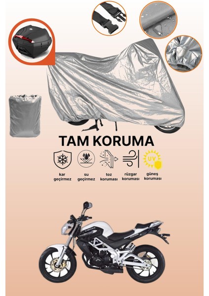 Gri Arka Çanta Uyumlu Kanuni Phantom 180 Uyumlu Motor Brandası, Koruyucu Örtü