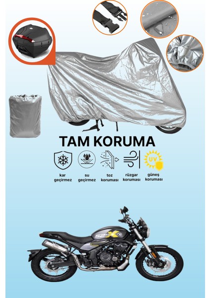 Gri Arka Çanta Uyumlu Voge 525 Acx Uyumlu Motor Brandası, Koruyucu Örtü