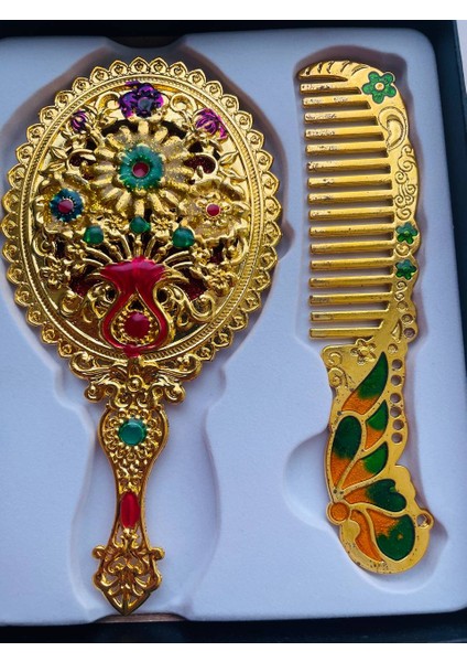 Ayna Tarak Seti, Kutulu-Metal-Hediyelik Takım, 13CM Aynalı Saç Fırçası, Tavuskuşu Figürlü fiyatları