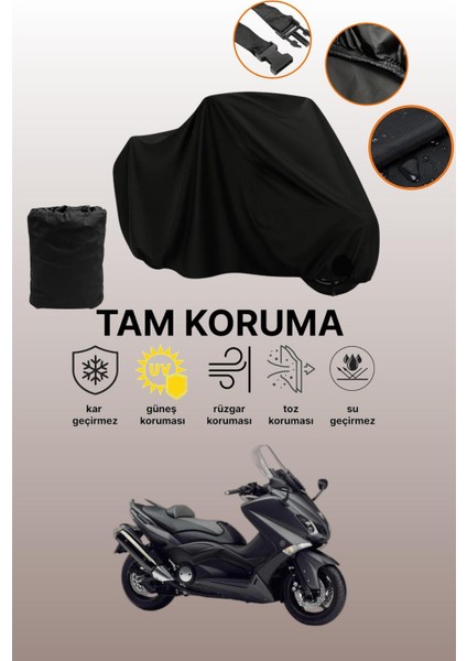 Siyah Yamaha Tmax 530 Uyumlu Motor Branda, Koruyucu Örtü, Motosiklet Brandası