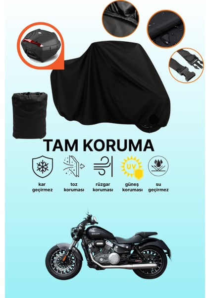 Siyah Arka Çanta Uyumlu Yuki Benda Rock 250 Uyumlu Motosiklet Brandası, Koruyucu Örtü