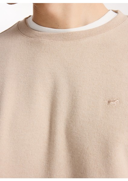 Bisiklet Yaka Bej Erkek Sweatshırt M4WM-SWT-1559 fırsatları