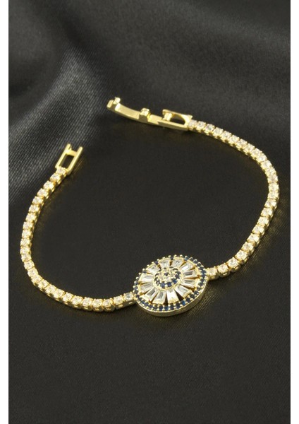 Yuvarlak Zirkon Taşlı Çocuk Bileklik 16 cm