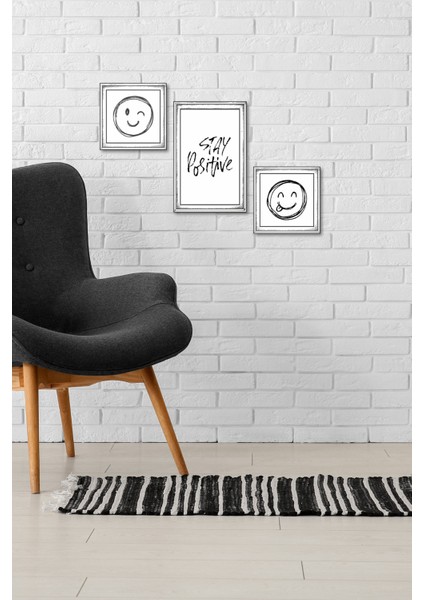 Stay Positive 3’lü Gravür Ahşap Duvar Dekoru Seti – Minimal Çerçeveli Motive Edici Tasarım fırsatları