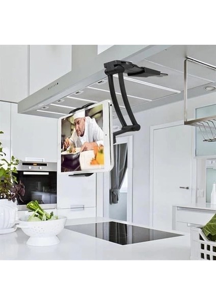 360 Derece Dönebilen Mutfak Masaüstü Telefon Tablet Tutucu Ayarlanabilir Esnek Ayaklı Metal fırsatları