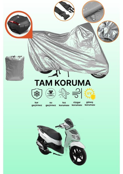 Gri Arka Çanta Uyumlu Sym Hd Evo 200 Uyumlu Motor Brandası, Koruyucu Örtü