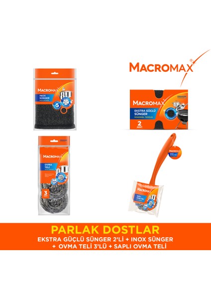Parlak Dostlar Temizlik Seti Sünger ve Ovma Teli Paketi