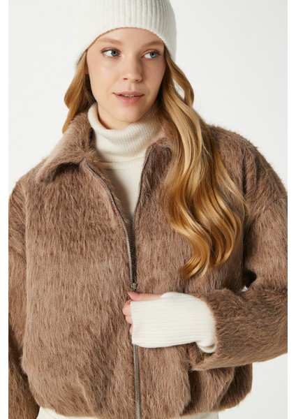 Kadın Oscar Suni Kürk Antrasit Bomber Ceket