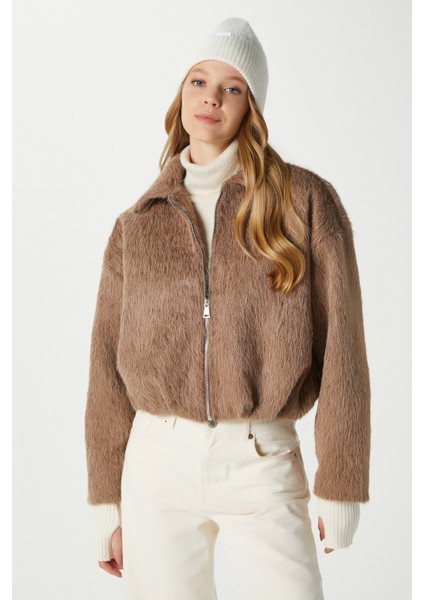 Kadın Oscar Suni Kürk Antrasit Bomber Ceket modelleri