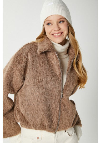 Kadın Oscar Suni Kürk Antrasit Bomber Ceket indirimleri