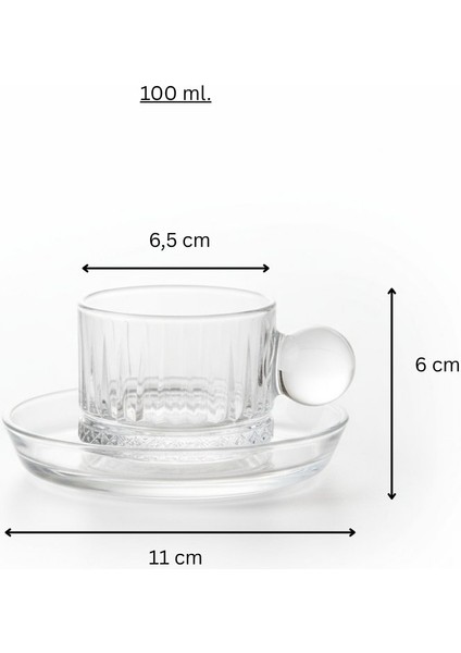 Elysia Desen Cam 6 Kişilik Tabaklı Duble Türk Kahvesi Espresso Fincan Seti – 6 x 100 ml fiyatları