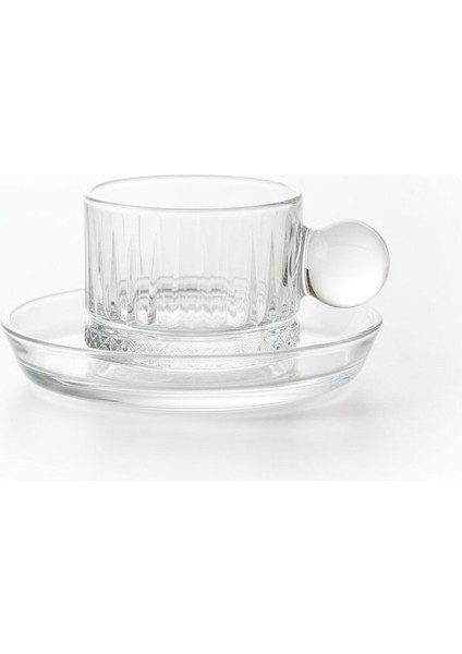 Elysia Desen Cam 6 Kişilik Tabaklı Duble Türk Kahvesi Espresso Fincan Seti – 6 x 100 ml fırsatları