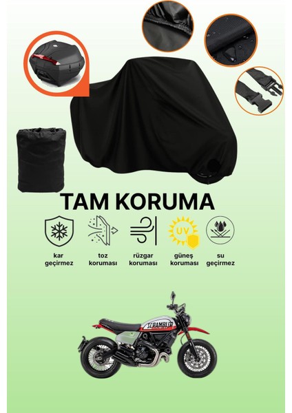 Siyah Arka Çanta Uyumlu Ducati Scrambler Urban Motard Uyumlu Motosiklet Brandası, Koruyucu Örtü