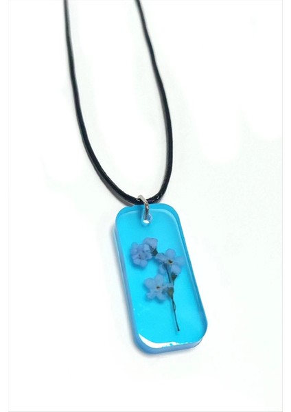 Unutmabeni Çiçeği Dikdörtgen Epoksi Kolye