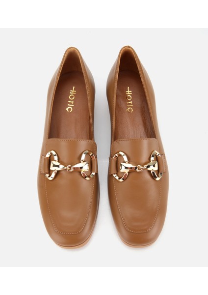 01AYH312430A340 KADIN Deri Kahverengi Tokalı Klasik Loafer