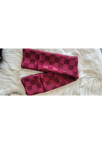 Kendinden Desenli Vişne Jakarlı Şal