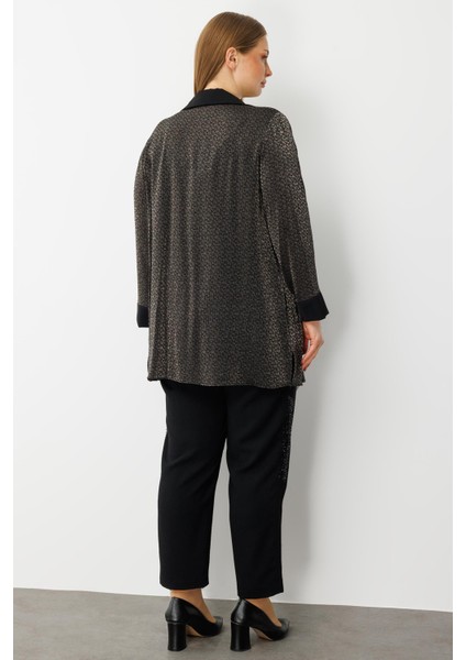 Moda Ilgi Kadın Büyük Beden Cep Kapaklı Desenli Ikili Takım 0303 Siyah fırsatları