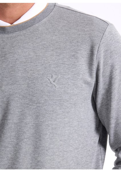 Bisiklet Yaka Düz Gri Melanj Erkek Sweatshırt F5WM-SWT 2276 fırsatları