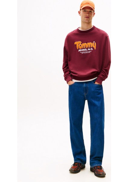 Bisiklet Yaka Bordo Erkek Sweatshırt DM0DM22087XIU Tjm Rlx Boucle Fnt Pl