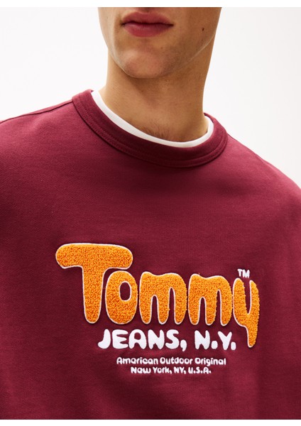 Bisiklet Yaka Bordo Erkek Sweatshırt DM0DM22087XIU Tjm Rlx Boucle Fnt Pl fırsatları
