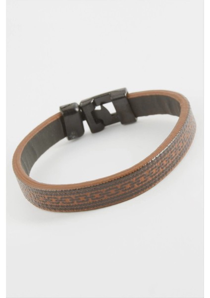 Zincir Desenli Kaliteli Suni Deri Bileklik