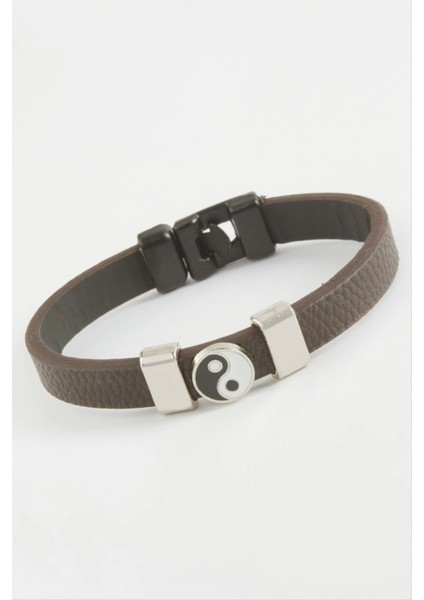 Ying Yang Kaliteli Suni Deri Bileklik