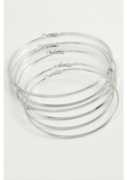 Düz Metal Halka Küpe 6 Adet