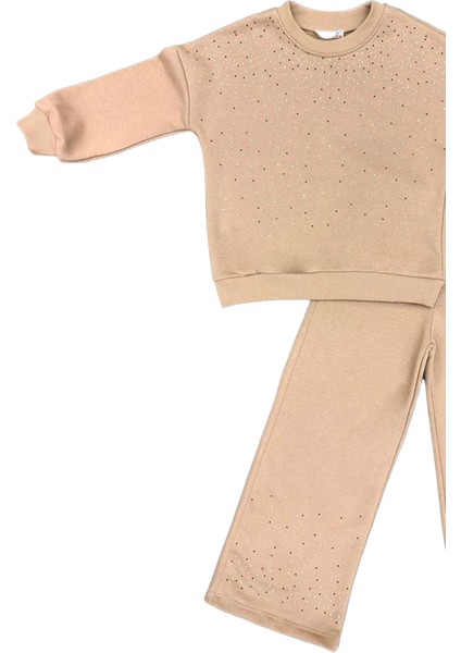 Kız Çocuk 3 Iplik Taş Detaylı Alt-Üst Takım 4-12 Yaş 12346 modelleri