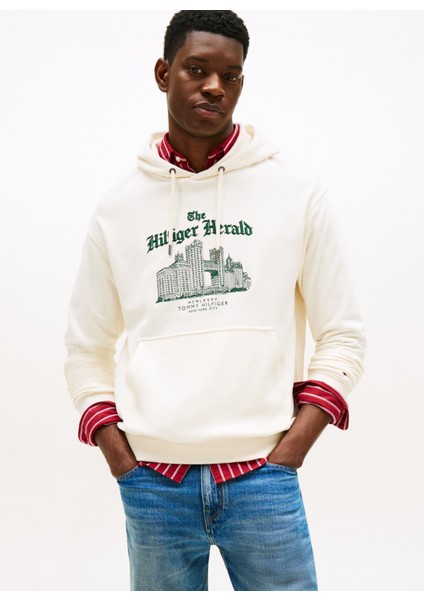 Kapüşon Yaka Sarı Erkek Sweatshırt MW0MW40066Z00_HERALD Skylıne Hoody fiyatları