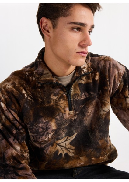 Yüksek Yaka Kahve Erkek Sweatshırt Onsbılly Vtg Washed Aop Halfzıp Swe fiyatları