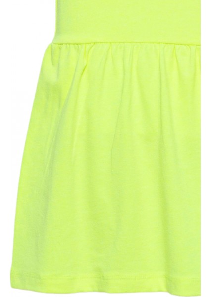 Kız Çocuk Neon Yeşil Kolsuz Stay True Happy Baskılı Elbise fırsatları
